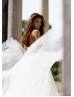 Strapless White Satin Tulle Simple Wedding Dress